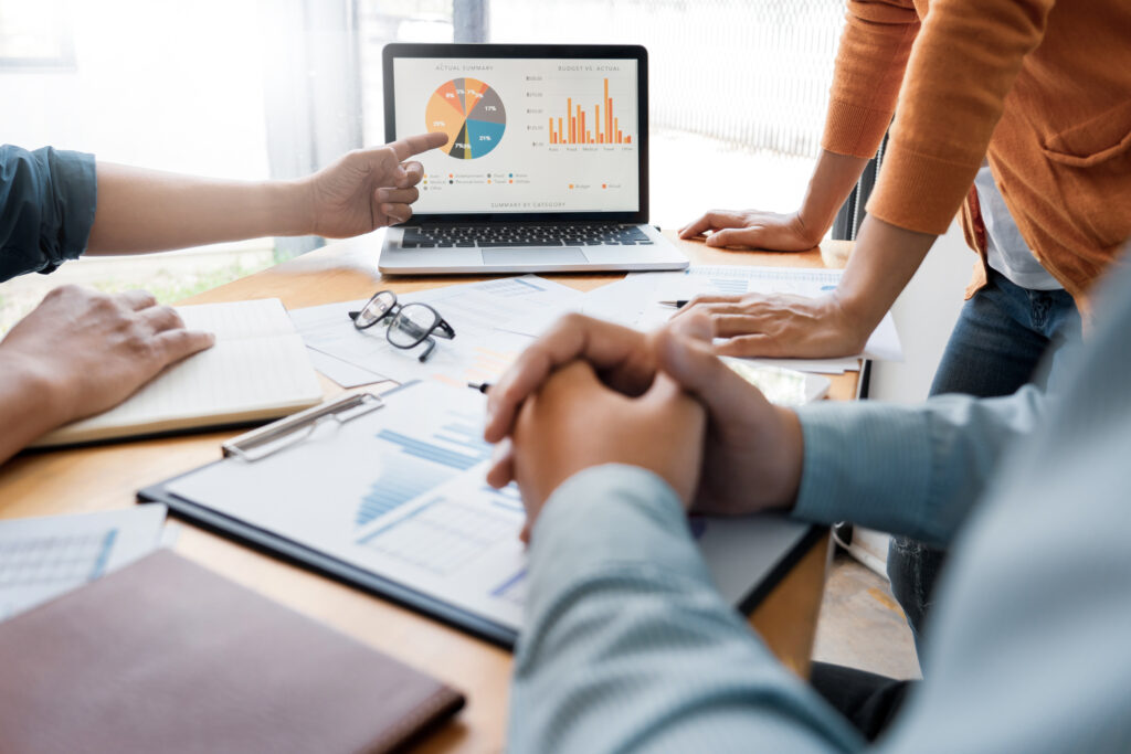 Diverse team collaborating on digital transformation strategy